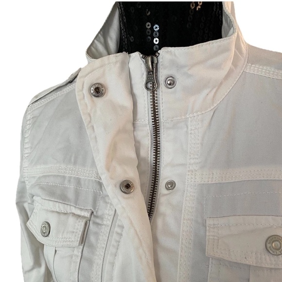 Kensie White Zip Up Utility Jacket Women’s Size Small - Picture 7 of 15